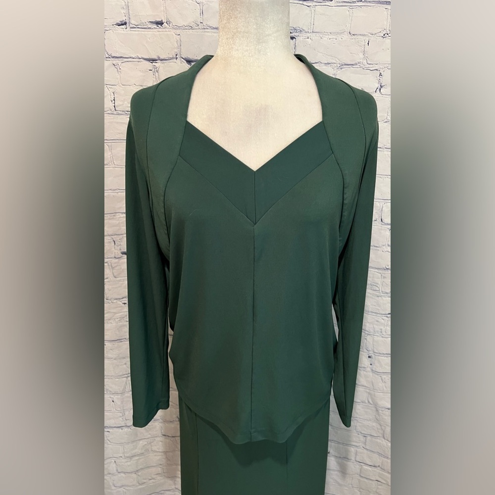 Simonton Says 2 Piece Green Long Sleeve Skirt Set Top Large Skirt Medium - Picture 2 of 9